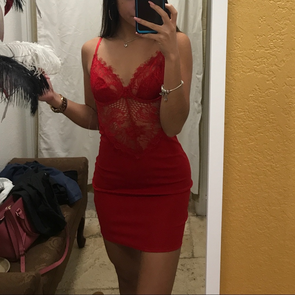 Red teddy dress